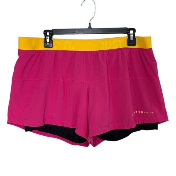 Nike Pants - Nike Women's Dri-Fit Livestrong 2-in-1 Running Shorts Pink Size XL Lined Running